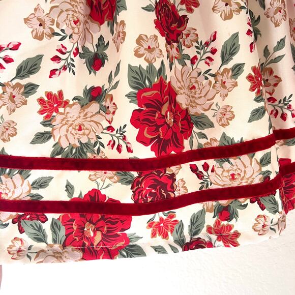 Catherine Malandrino Dress Girls 5 Ivory Floral Velvet Holiday Lined Cap Sleeve - Picture 4 of 9